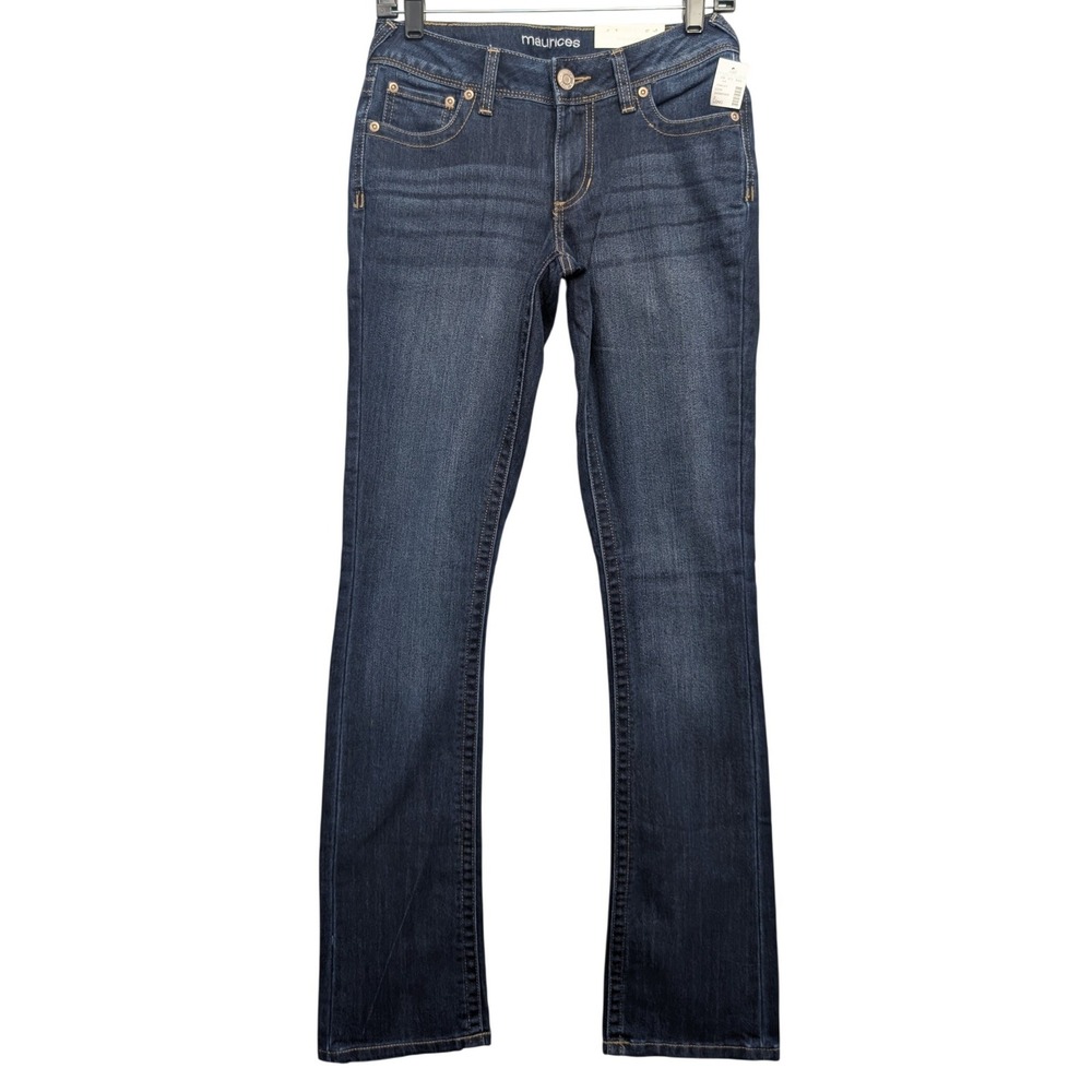 NWT Maurices Slim Boot Jeans Women 2 Long Dark Wash Mid Rise Denim Flex